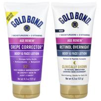 Gold Bond, Age Renew® Duo, Dienai ir Naktiai, Kūno ir Veido Losjonas, 2 Buteliukai, 4,3 oz (121 g) Kiekvienas blue