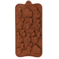 Multiple Musical Instruments Music Note Silicone Chocolate Mould Fondant Gumpaste Candy Clay Molds Cake Decorating Tools brown