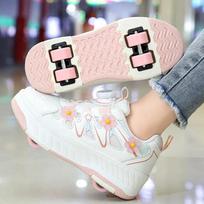 2025Children's small flower decorated four-wheel roller skating sports shoes breathable roller skating girls shoes holiday gifts 29