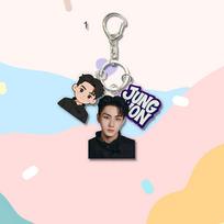 1pc ENHYPEN Keychain with Name Tag, Jungwon Jay Jake Sunghoon Sunoo Ni-ki Cute Figure & Real Photo 3-in-1 Triple Pendant Keyring, Engene Fans Gift JUNGWON