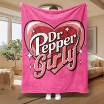 Dr Pepper Girly Heart Pattern Pink Blanket Soft Flannel Throw Cozy Warm for Sofa Bed Home Decor Cute Gift Size: 75*100cm, Weight: 230 GSM