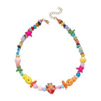 Scallops Fish Charms Pendant Resin Beaded Necklace Lovely Colorful Fish Necklace  Casual Outfit įvairiaspalvis