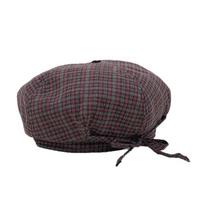 Keep Warm Plaid Beret Hat Bow Women Octagonal Cap Retro Women Painter Hat  Outdoor raudona