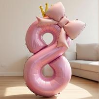 Shicai Pink Number Balloon Bowknot Birthday Gift for Boys and Girls First Birthday Scene Decoration Photo Prop 8