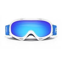 Youth Ski Goggles Double-Layer Anti-Fog Windproof Snowboard Eyewear With Prescription Lens Compatibility White Frame Blue Lens