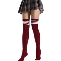 Fashion Cute Girls Thigh High Black White Striped Over The Knee Long Socks Lolita Leg Warmers Gothic Stockings For Women Sexy 40-70kg(80-156 Lbs)