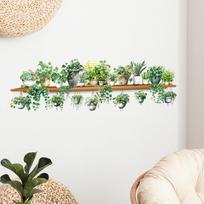 Highgreen Dill Leaves Wall Stickers Hanging Basket Wall Bedroom Living Room Wall Beautification Green Plant Courtyard Wall Decor žalia