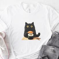 Sushi Cat T-Shirt: Kawaii Japanese Foodie Tee M