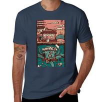 Whimsical Linocut Illustration Sushi Cat Market Giant Octopus Chef Tshirt Trendy Pattern Tshirt For Unisex S