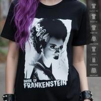 Bride of Frankenstein Shirt | Vintage Goth Style Tee | Horror Movie Top | Elsa Lanchester Graphic | Gift for Gothic Beauties | Black & White 2XL