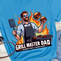 Grill Master Dad T-Shirt | BBQ Chef Dad Tee, Hamburger Grill Illustration, 8 colors 3XL