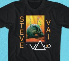 Vintage Steve Vai Skull And Flower Cotton Black Full Size Unisex T Shirt MC385 S