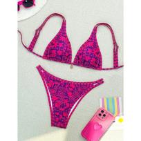Summer purple red mature beautiful bikini set suitable for women to take photos by the sea S violetinė