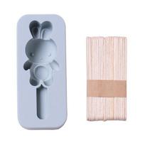 Ledų formelė su 20 lazdelių greitai atpalaiduojamų silikagelio meškiuko formos popsicle formelė vasarai Rabbit mėlyna