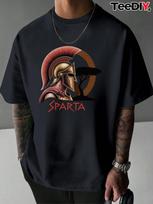 SPARTA Text Ancient Greek Spartan Warrior T-Shirt 100% Cotton O-Neck Short Sleeve Summer Casual Mens T-shirt Streetwear - Men... S įvairiaspalvis