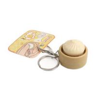 Steamed Bun Keychain Squeeze Toy with Sound Cute PVC Fidget for Stress Relief Portable Decompression Gadget for Kids Adults smėlis