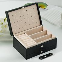 Klasikinė PU odos papuošalų dėžutė, Juoda