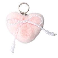 Poms Poms Keychains,Faux Furs Pompoms Keyring for Girls Women Handbag Toted Bag Pendant Purse Charm Backpack Accessories rožinė