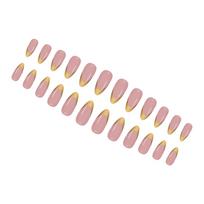 24Pieces Festival Press On Nail Long Almond Shape French Tip Fake Nail ABS Materials Build Comfort Fit Daily Wear 1