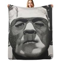 Classic Monster Frankenstein Charcoal Drawing Throw Blanket Faux Fur Soft Warm Blanket for Bed Size: 75*100cm, Weight: 230 GSM