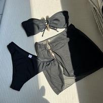 Bikini Women Swimsuit New Solid Bandeau Sexy Bikinis Set Thong Swimwear Summer 3 Piece Beach Cover Up Bathing Suit Female S juoda