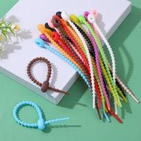 20Pcs Silicone Cable Ties Reusable Multi Color Fish Bone Wire Straps Cable Organizer Cord Management Ties 20pcs random colors(12cm)