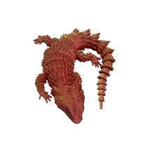 3D Printed Movable Conjoined Lizard Cartoon Statue Ornament Desk Table Decor for Kids and Adults Gift Red