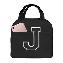 Capital Letter J Pattern Lunch Bags Insulated Bento Box Lunch Tote Leakproof Picnic Bags Thermal Bag for Woman Girl School One Size