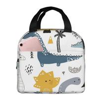 Interesting Dinosaur Adventure Lunch Bags Insulated Bento Box Lunch Tote Leakproof Picnic Bags Thermal Bag for Woman Girl School One Size