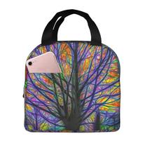 Forest Colored Fantasy Pattern Lunch Bags Insulated Bento Box Lunch Tote Leakproof Picnic Bags Thermal Bag for Woman Girl School One Size