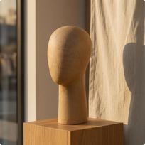 Paper Finish Mannequin Minimalist Bald Head Built in Neck Hairpiece Stand for Retail Model B