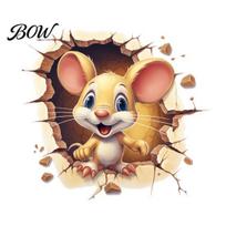 Easy Peel And Stick Home Decorations 3D Cartoon Mouse Toilet Sticker, Waterproof PVC Wall Decal, Self Adhesive Stickers for Removable Stickers, A