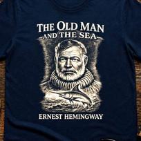 Ernest Hemingway Shirt, Old Man and the Sea | Literary Graphic T-Shirt, Dark Academic Bookish Top, Vintage Novel Unisex Apparel Gift L