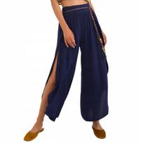 Spodnie damskie letnie szerokie baggy alladynki palazzo haremki granat xl