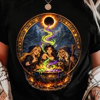 Witch Coven Eclipse | Maiden Mother Crone | Cauldron Moon Badge Tee S