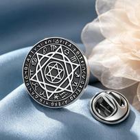 Dawapara Seal Solomon Hexagram Brooch Good Health Talisman Lapel Pin Accessories for Hat Bag Stainless Steel Jewelry