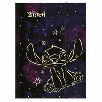 Dėklas A4 su gumyte, juodas, Stitch Gold 3