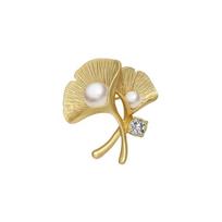 Pearl Ginkgo Leaf Brooch, Pin Decoration, Coat, Suit, and Garment Fixation auksas