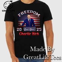 Charlie Kirk T-Shirt, Tribute to Charlie Kirk Shirt, Freedom Charlie Kirk Tshirt L
