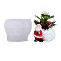 Christmas Themed Vase Silicone Molds Santa Flowerpot Silicone Mould For Epoxy Resin Candle Soap Holiday Decorations 1