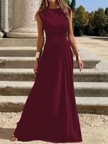 New fashion casual going out temperament commuting waist elegant crew neck dress S bordinė