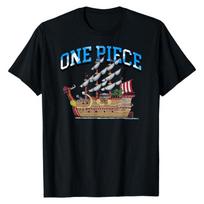 Thousand Sunny One Piece TShirt Straw Hat Pirate Ship Graphic Print Crew Neck 100 Cotton Classic Casual Daily Wear Street Tops S