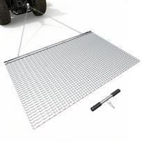 Drag Harrow, 1.5x0.9 m, High-Efficiency Chain Harrow Rake, ATVs UTVs Tractors Attachments, Durable Galvanized Steel Mesh Drag Mat with Towing Chain,