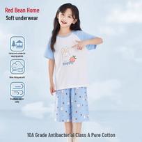 Hodohome Girls' Pure Cotton Summer Pajama Set 130/60