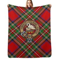 Clan Stewart Crest Throw Blanket Cozy Light Blanket for Travel Camping Picnic Size: 75*100cm, Weight: 230 GSM