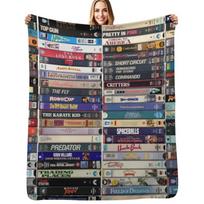 Greatest Films of the1980s - Vintage 80s VHS Cassette Print Throw Blanket Soft Sherpa Fleece Warm Blanket for Winter Size: 75*100cm, Weight: 230 GSM