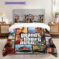 Vibrant Characters Grand Theft Auto V Bedding (1 * duvet cover + 2 * pillowcase, without core) 2D Flat Christmas birthday gift Bedding set 135x200cm
