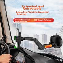 Truck-Specific Car Phone Mount with Extended Arm, Shock-Absorbing, Suction Cup Windshield And Dashboard Mount for Cars, Buses, Excavators