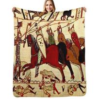 Battle of Hasting Bayeux Scene Throw Blanket All Weather Soft Throw Blanket for Sofa Size: 75*100cm, Weight: 230 GSM