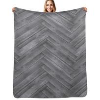 Herringbone Wood Panels Throw Blanket Plush Fuzzy Cozy Blanket for Couch Sofa Size: 75*100cm, Weight: 230 GSM